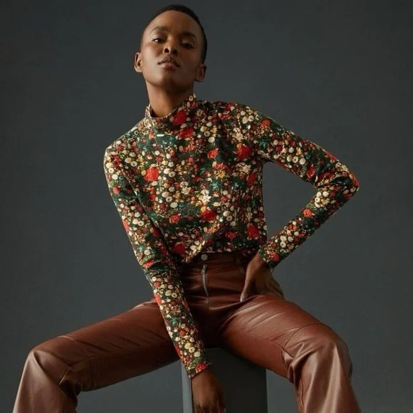 Anthropologie. Maeve Long Sleeve Floral Print Turtleneck. Size XL. - Picture 4 of 12